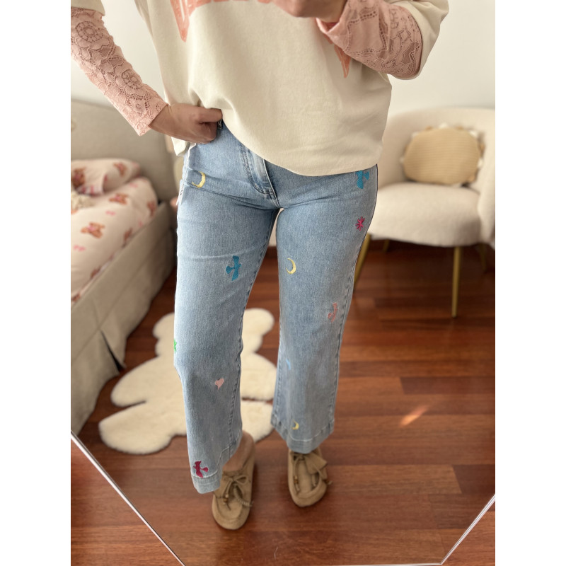 JEANS BORDADO COLORES