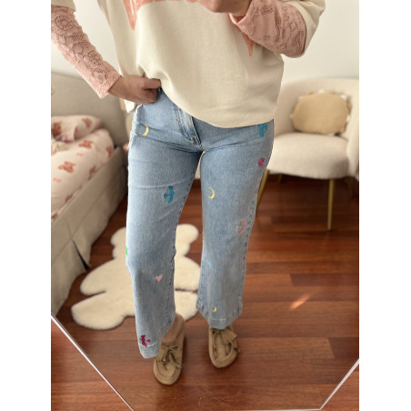 JEANS BORDADO COLORES