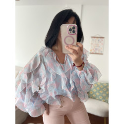 CAMISA VOLANTES CELESTE