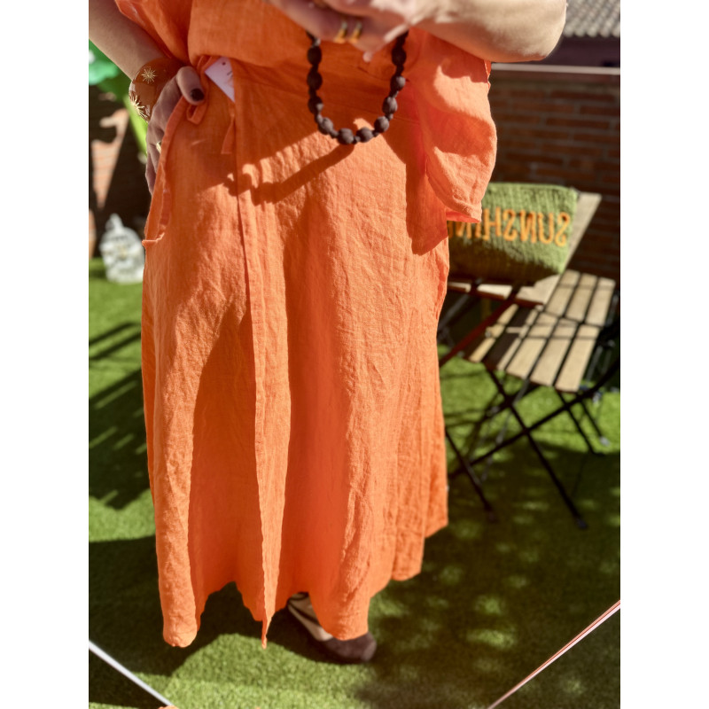 FALDA LINO NARANJA