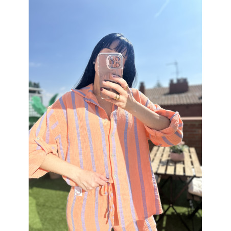 CAMISA BÁMBULA RAYAS NARANJA