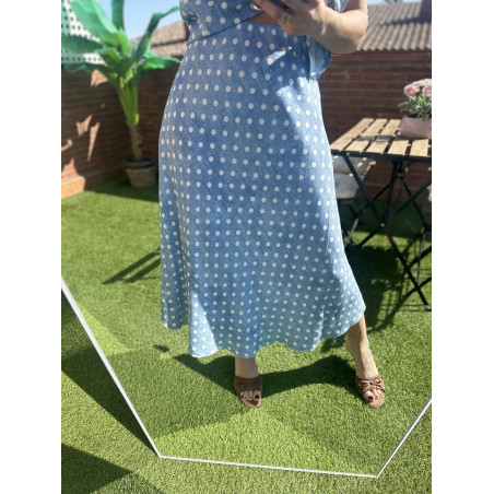 FALDA AZUL LUNARES