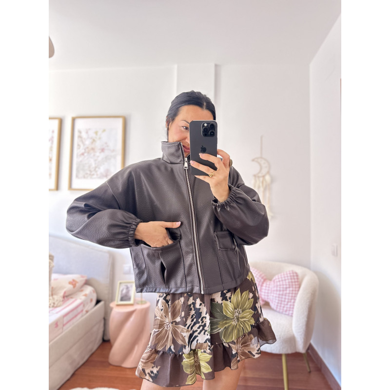CHAQUETA SEMIPIEL CHOCO