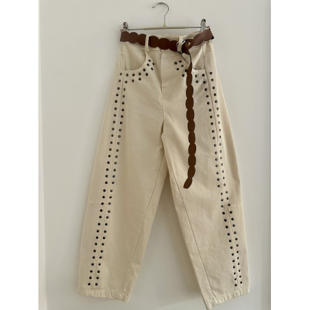 PANTALÓN TACHAS BEIGE