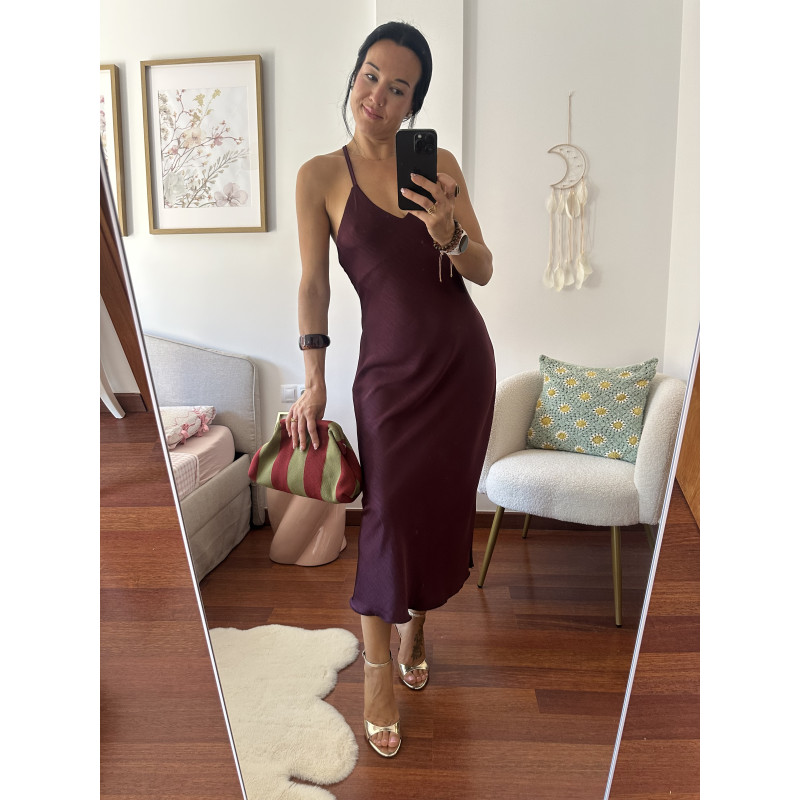 VESTIDO RASO GRANATE