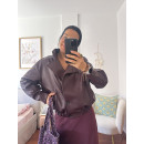 CHAQUETA EFECTO PIEL GRANATE